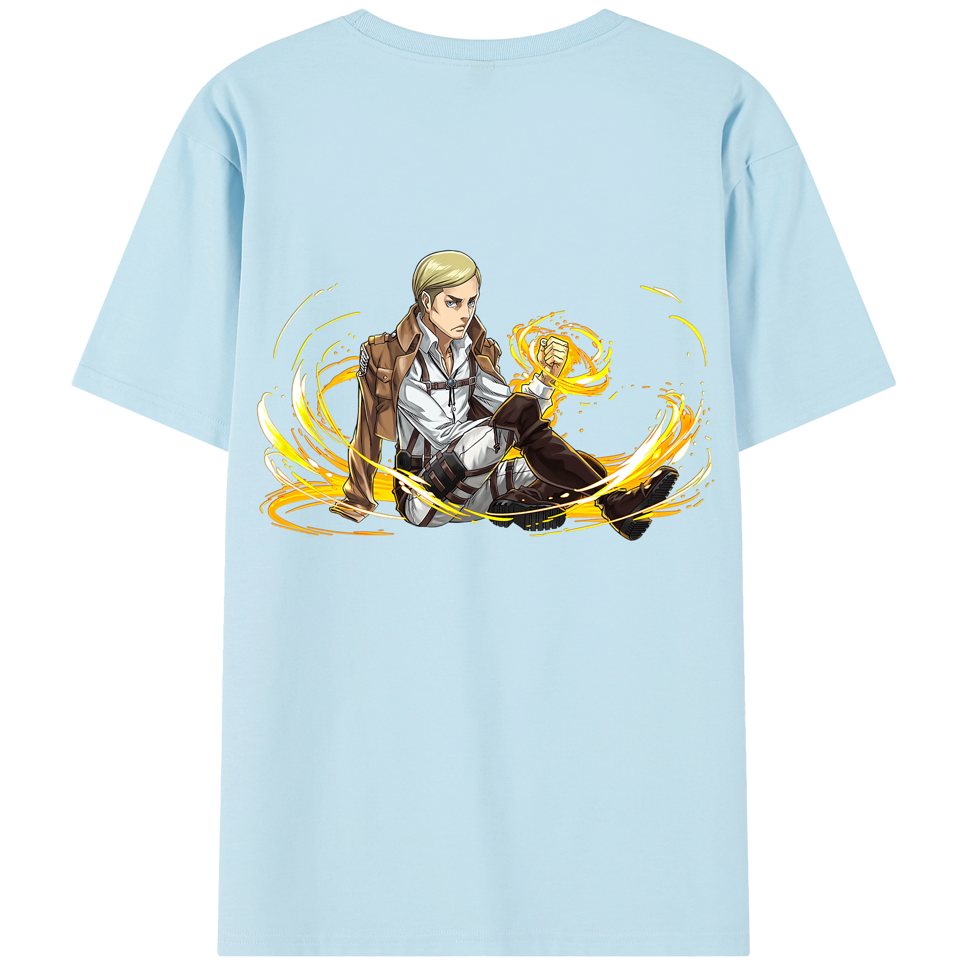 （画像用） 進撃の巨人 エルヴィン・スミス Attack on Titan Erwin Smith 綿100％半袖Tシャツ（背面プリント）